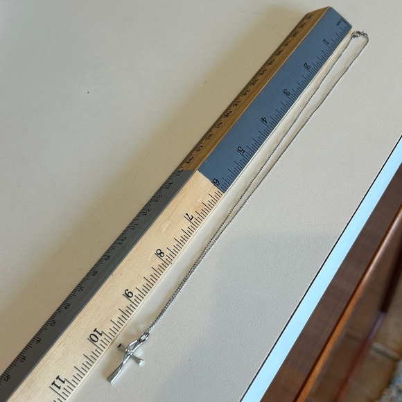 Sterling Silver Crystal Cross Necklace Stamped 925 19" Faith 1" Pendant - Picture 8 of 10